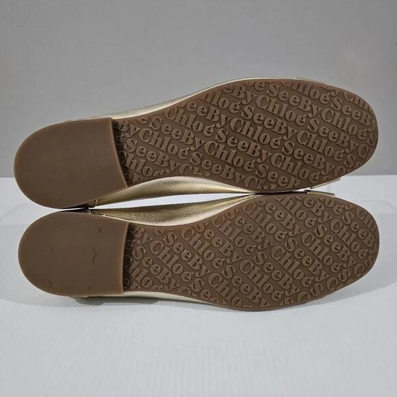 NEW See By Chloe Chany Ballet Flat Womens EU 40 Metallic Gold Leather Designer - Picture 12 of 14